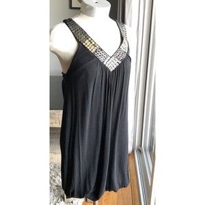 Sua Black Gold Sequint Long Top Shirt Tunic S SMALL DRESS